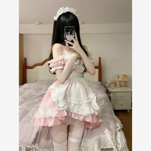 女士性感内衣房事高级Cosplay女仆装粉色女佣制服露肩lolita洛丽