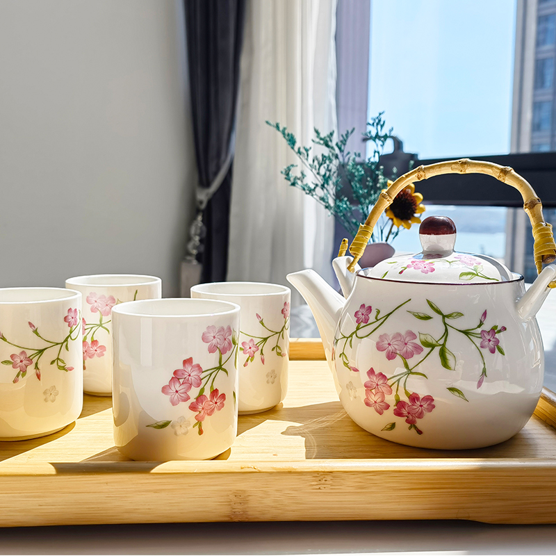 精美陶瓷茶壶套装养生田园花朵家用耐高温大容量下午茶客厅办公室