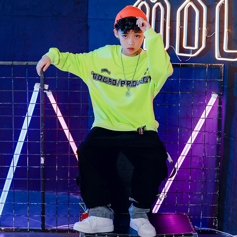 男童卫衣街舞套装宽松儿童嘻哈风潮服秋季少儿hiphop小学生演出服