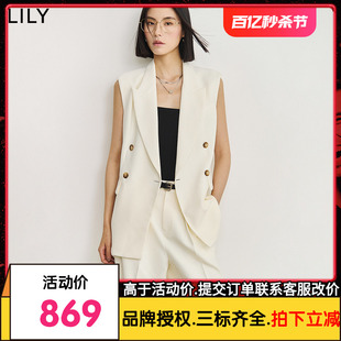 【商场同款】LILY2024夏新款女装复古休闲西装马夹叠穿马甲背心女