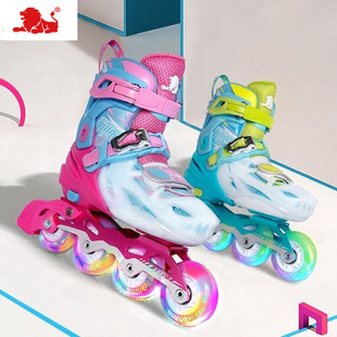 美洲狮轮滑鞋儿童初学者套装专业品牌官方男女童溜冰鞋小孩旱冰鞋