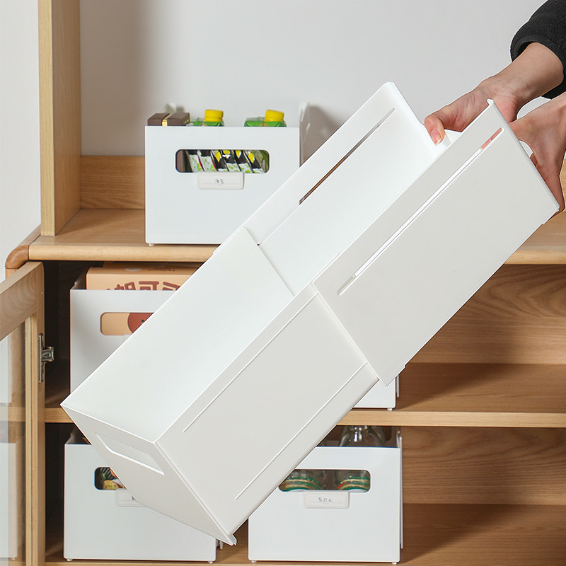 日式可伸缩收纳盒多功能厨房储物盒柜子抽屉整理盒可折叠书本盒子