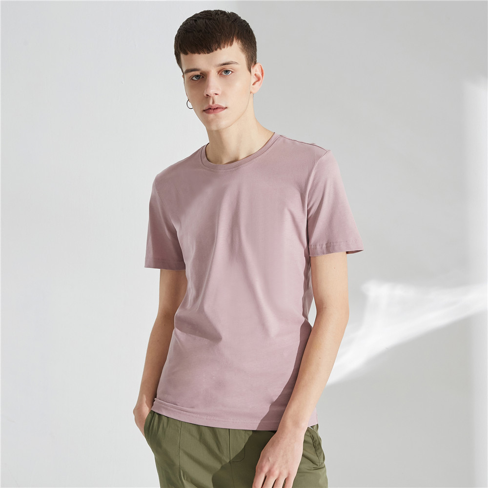 夏季新款男士短袖t恤纯色圆领韩版修身纯棉t恤男夏百搭打底衫半袖