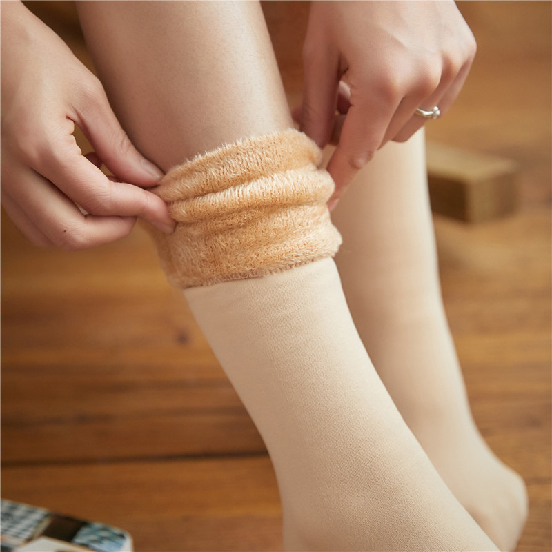 加绒光腿神器肉色袜子女秋冬款丝袜冬季加厚保暖中筒雪地袜小腿袜