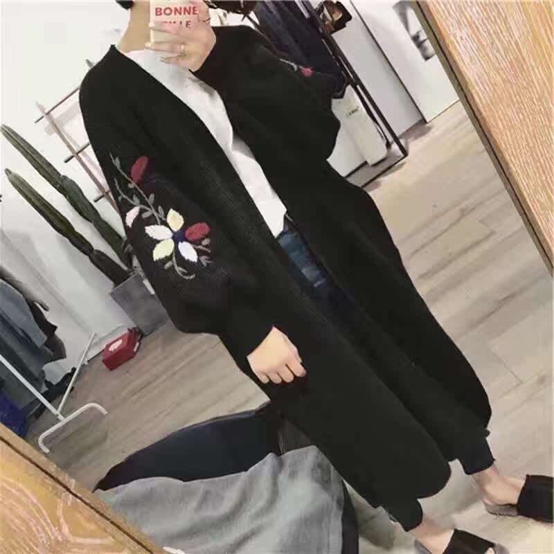 19长款百搭毛衣韩版绣花针织开衫2019秋新款宽松长袖女外套大码中|ruв категории Женская одежда, свитер - от Buy2taobao.com для оказания профессиональной услуги покупки агента Taobao