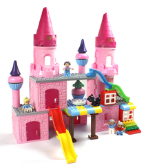 惠美兼容乐高大颗粒拼插装积木玩具女孩粉红城堡建筑配件基础颗粒
