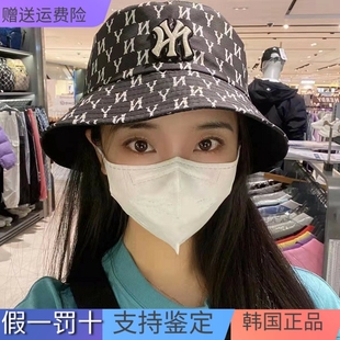 韩国MLB帽子洋基队NY老花满标情侣出游宽檐盆帽休闲字母渔夫帽女