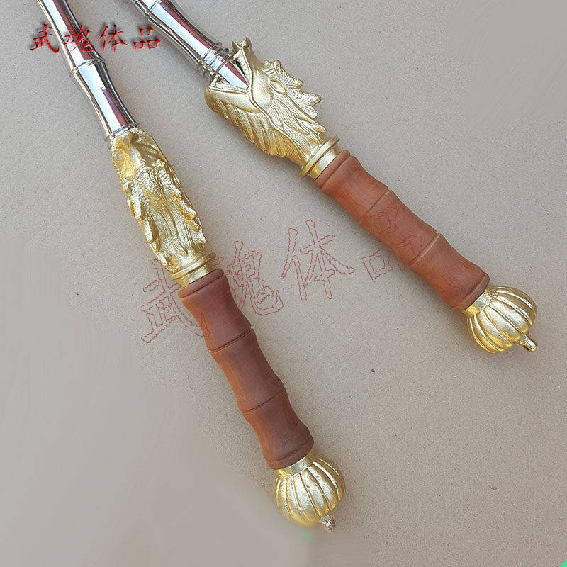 热销鍒虹唬灏忚湝铚傚皬鐧介瀷濂_不锈钢双锏秦琼兵器双鞭双锏武术