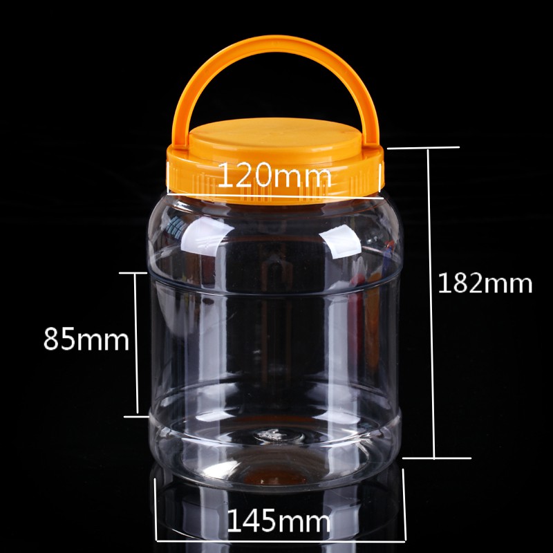 塑料蜂蜜瓶食品级五谷杂粮收纳盒手提盖大容量储物罐一公斤燕麦桶