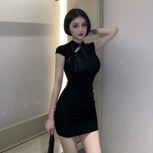 Lace up improved waist pack hip solid color sexy slim dress