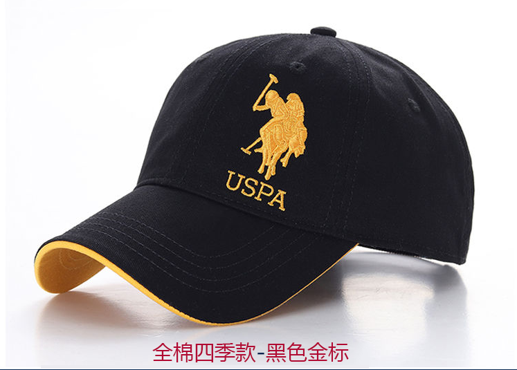 uspoloassn可调节棒球帽男男女同款弯檐防晒遮阳帽子