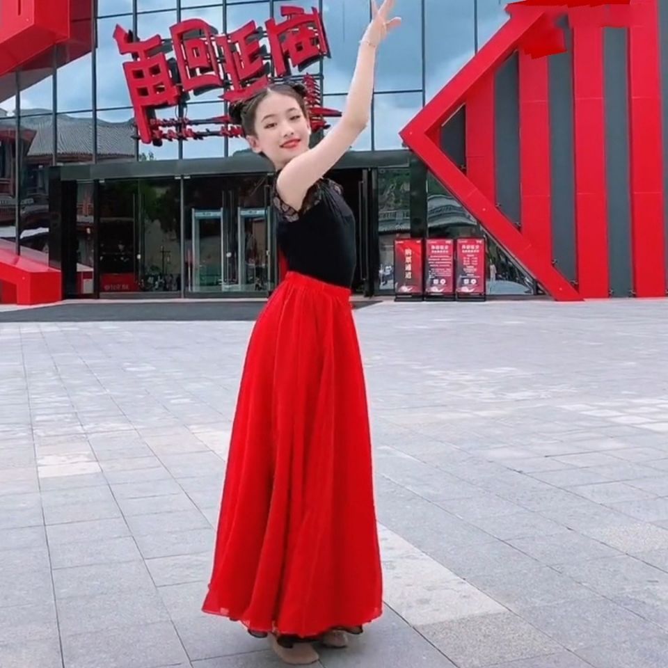古典舞万疆舞蹈演出服小豆苗同款女现代开场舞大摆裙灯火里的中国