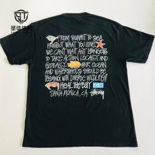 正品Stussy 24SS Heal the Bay联名鱼骨环保Summit To Sea短袖T恤