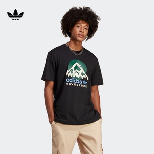 探险系列宽松印花运动上衣圆领短袖T恤男装adidas阿迪达斯三叶草