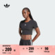 经典圆领露腰紧身短袖T恤女装夏季新款adidas阿迪达斯三叶草