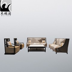 新中式实木布艺复古三人沙发新古典简约后现代客厅沙发家具包邮