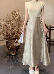 韩国ulzzang夏季新款法式气质时尚圆领针织背心+碎花半身裙套装女