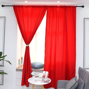 窗帘成品特价清仓红色图片