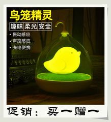 充电小夜灯 鸟笼灯 触碰感应led灯usb拍拍创意灯生日礼物天蜗正品