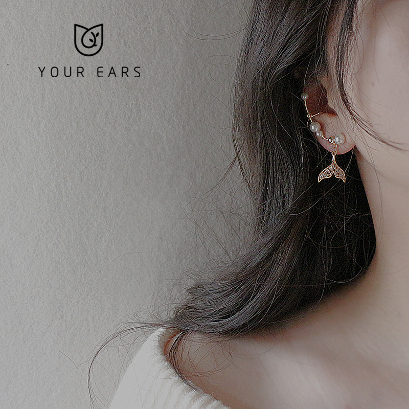 YOUR EARS原创手作14K包金人鱼尾巴一体式耳骨夹仙女锆石精灵耳饰