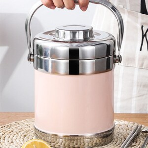 不锈钢双层保温真空3层学生保温桶