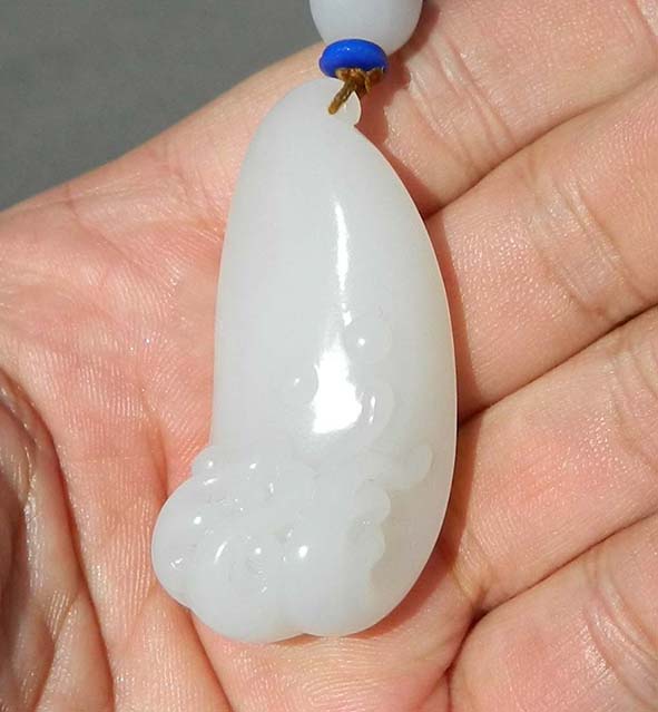 彩云轩精品玉器28克新疆和田玉羊脂玉白玉浪花挂件吊坠苏工