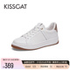 KISSCAT接吻猫春季新款简约小白鞋撞色板鞋厚底增高休闲鞋女