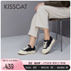 KISSCAT接吻猫春季新款简约增高运动鞋气质厚底休闲板鞋女