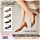 KISSCAT接吻猫[CAT系列]24春新款通勤粗跟高跟鞋经典尖头舒适单鞋
