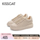 KISSCAT接吻猫2024春季新款防滑增高运动鞋厚底流行时尚休闲鞋女