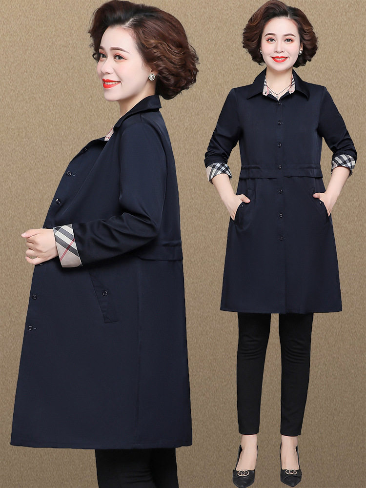 外套中长款2022新款薄款风衣中老年人衣服女春秋奶奶已售0新品淘宝