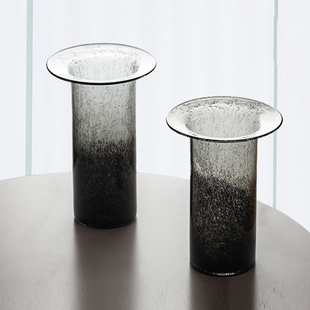 现代样板间客厅餐桌玻璃花瓶大号大口径透明插花水养轻奢高级感