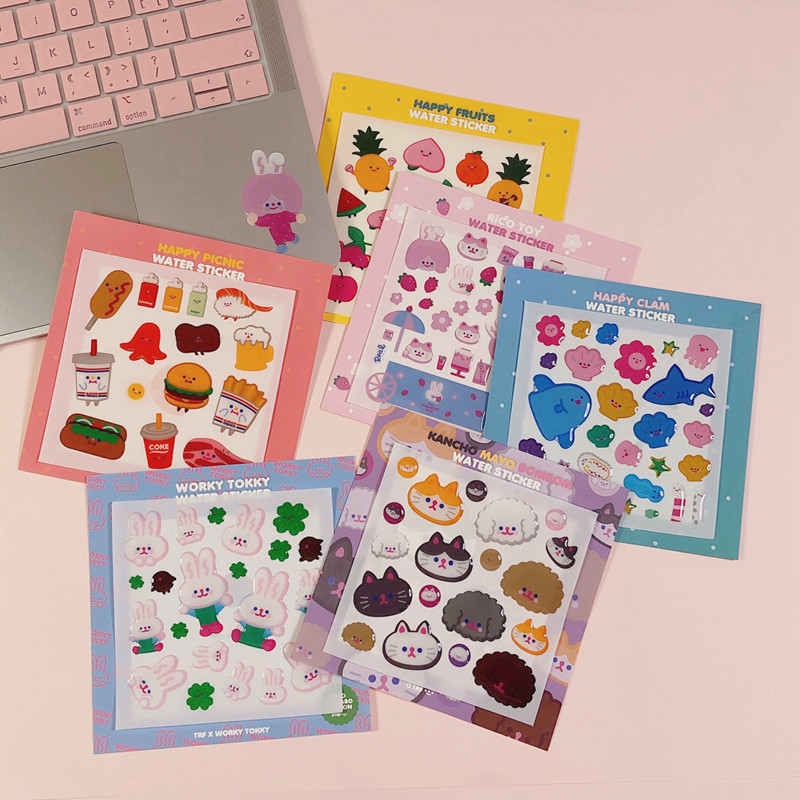 手机贴纸立体_韩国ins风trf可爱笑脸卡通立体水晶滴胶贴纸手帐手机