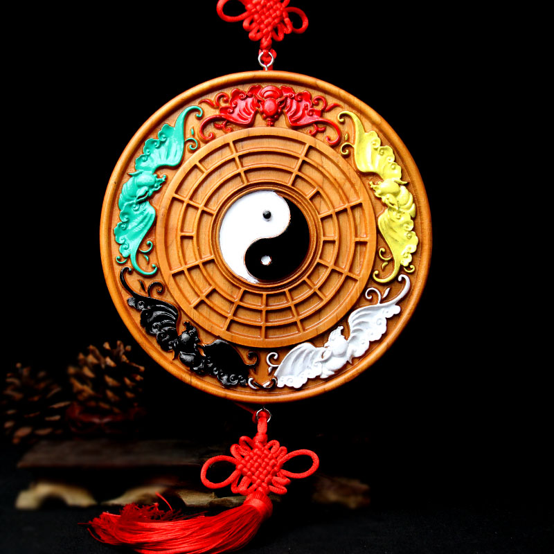 泰山福缘阁旗舰店的优惠券大全—泰山福缘阁桃木五福五行八卦镜挂件盘