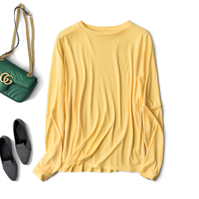 真丝莱赛尔纤维落肩圆领上衣