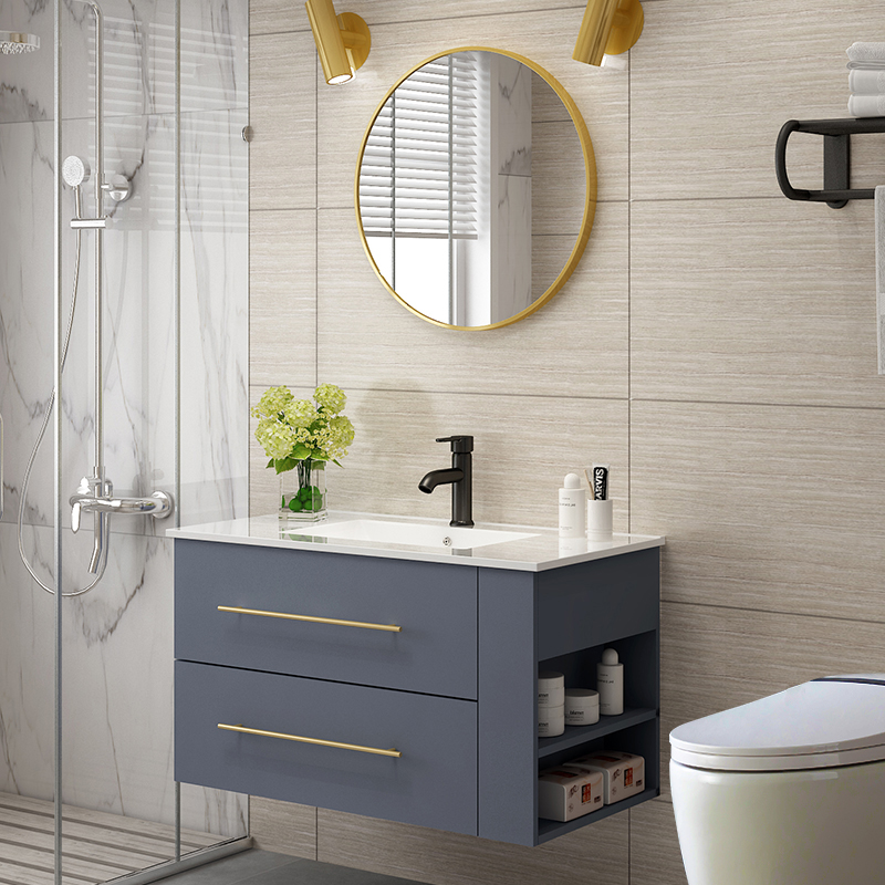 卫浴北欧浴室柜组合卫生间现代简约实木洗脸洗手盆洗漱台盆挂墙式