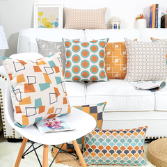 北欧简约几何棉麻沙发抱枕现代创意居家床头办公椅腰垫样板房靠垫