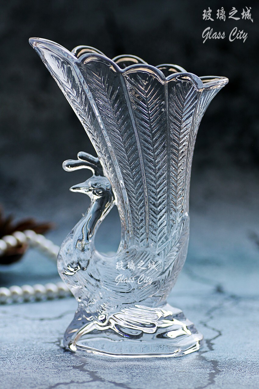glass city欧式水晶玻璃花瓶 干花瓶 家居装饰 玄关摆件凤凰于飞