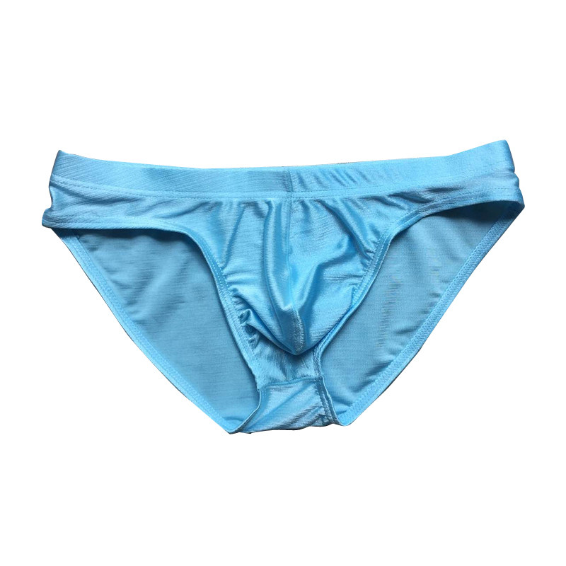 woxuan男士三角内裤青年低腰性感舒适囊袋纯色拉丝面料紧身三角裤