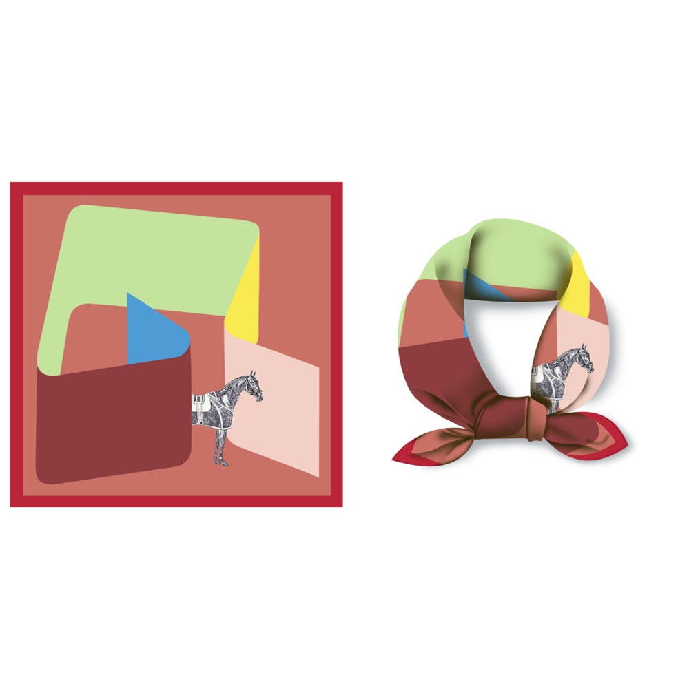 卡通童趣插画小方巾53cm创意丝巾女韩版春夏季装饰丝巾发带百搭