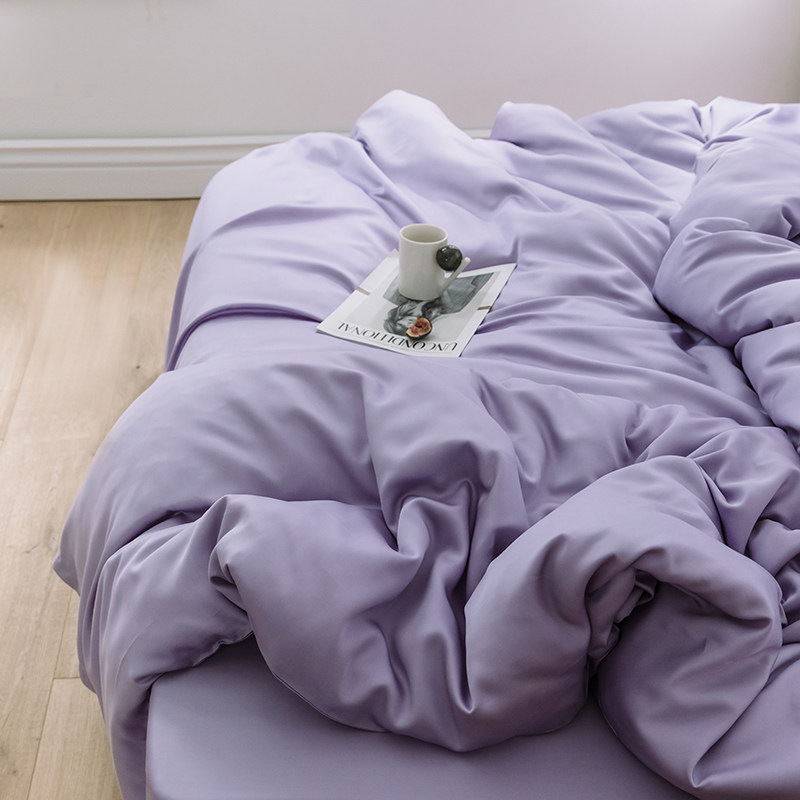 夏季温柔紫罗兰色冰丝床品 60支双面天丝被罩1.8m床单四件套