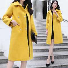 韩版2016冬季女装新款长袖羊绒呢子大衣时尚显瘦中长款毛呢外套女