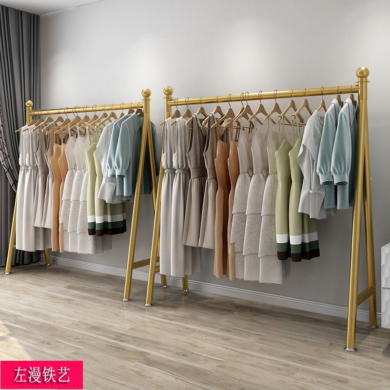 加厚铁服装店展示架中岛架男女童装挂衣落地摆摊架单杆陈列架子架