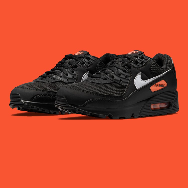 代购耐克nikeairmax90黑橙白男子气垫跑鞋dj6881001
