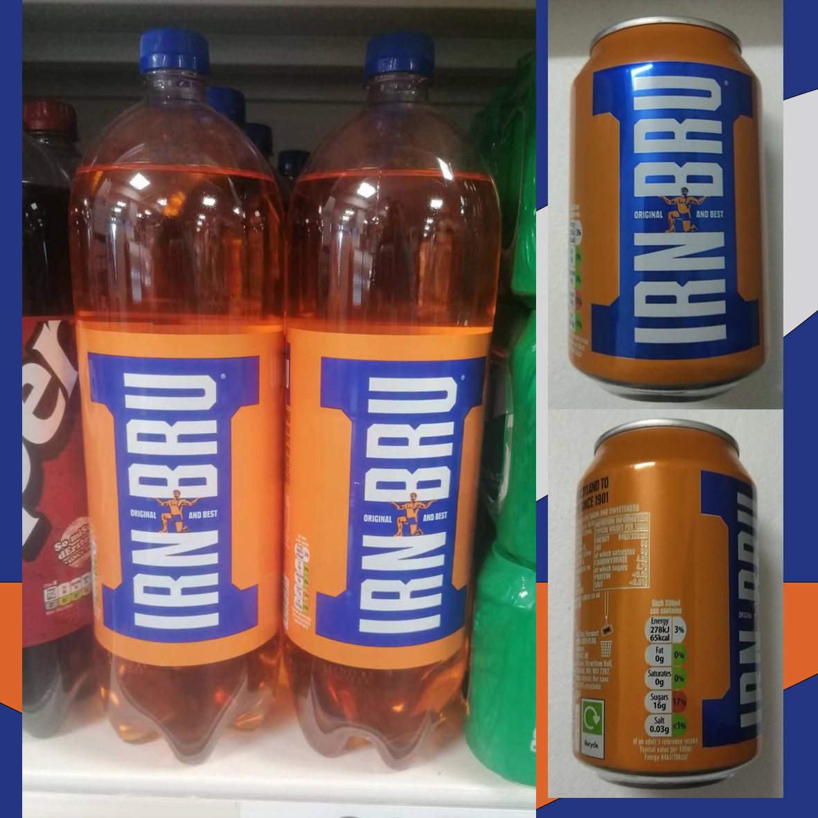 英国代购barr irn bru苏格兰汽水碳酸提神饮料橘味无糖易拉罐现货