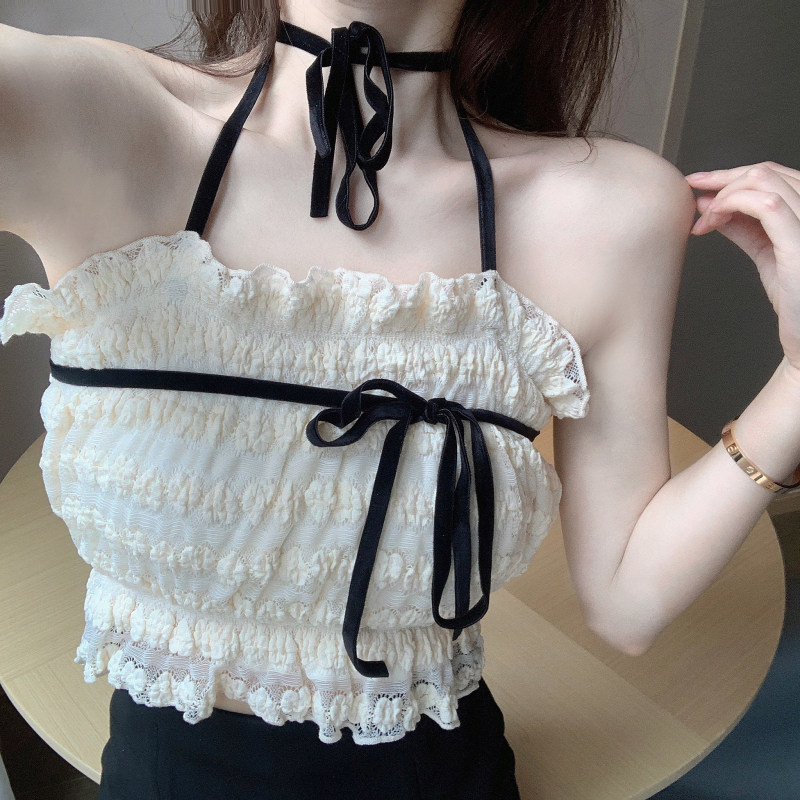 直播服装女装主播衣服清纯可爱性感显胸大女外穿抹胸绑带吊带背心