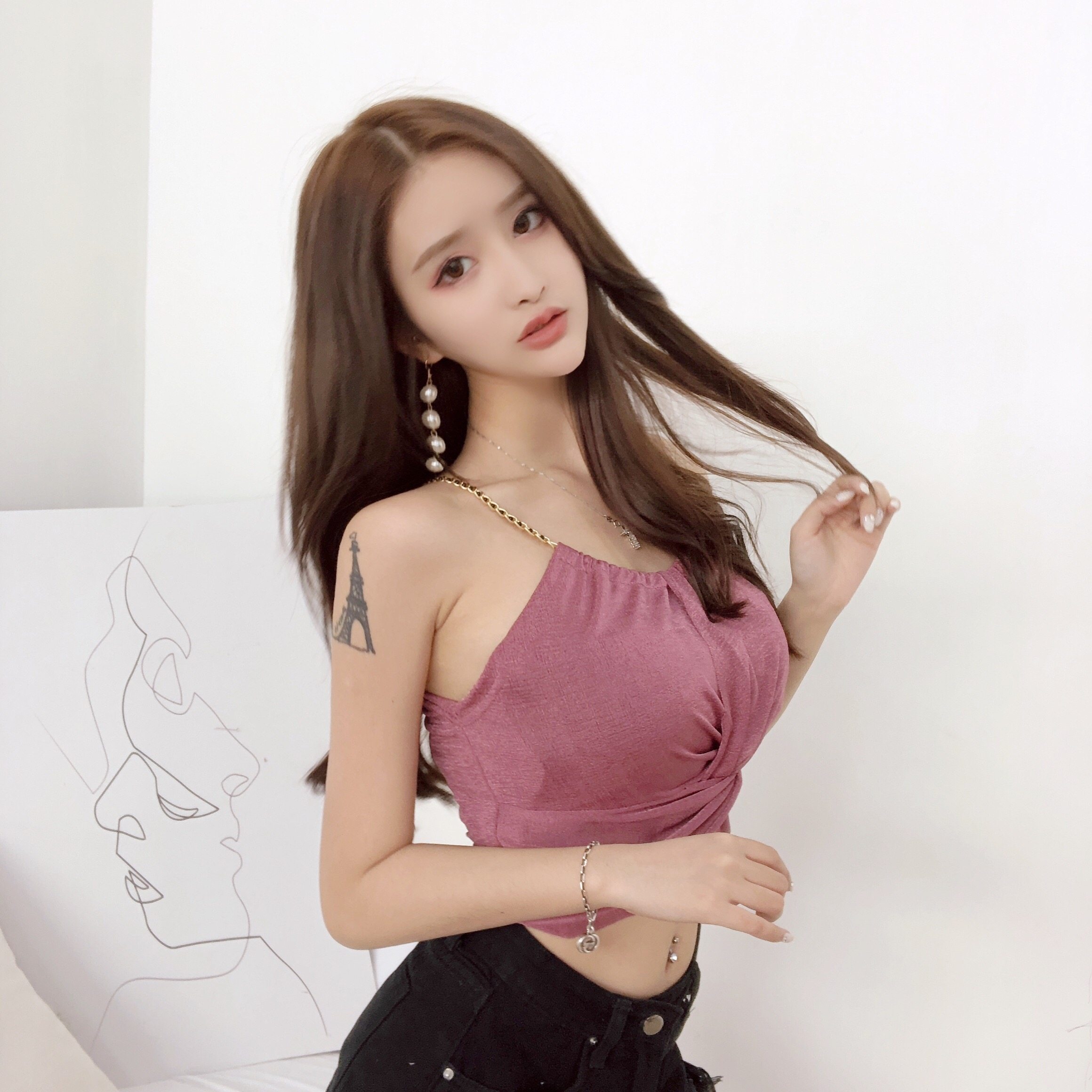 夜店yy网红女主播衣服性感露脐打底上衣夏季漏胸