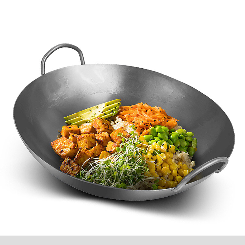 卢记纯钛双耳炒锅酒店家用商用纯钛炒菜锅燃气灶适用无涂层钛锅