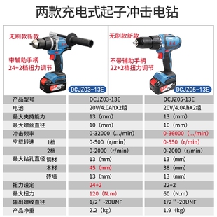 东成无刷电钻20V锂电冲击钻家用多功能起子机DCJZ05-13