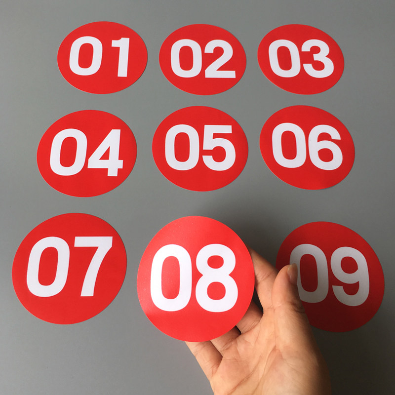 pvc防水号码数字贴墙贴桌贴编号贴比赛选手号贴8cm防晒自粘可定
